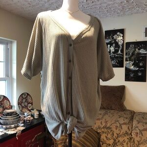 Miholl Oversized Tan waffle weave Shirt